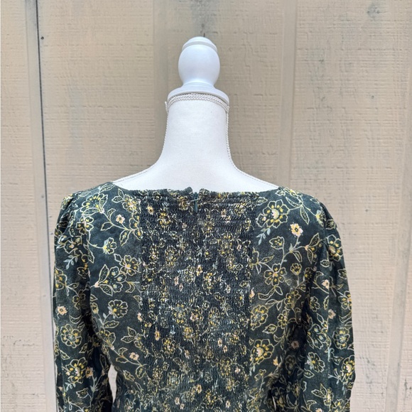 J. Crew Green Floral Boho Mini Dress w Sweetheart Neckline - Picture 6 of 10